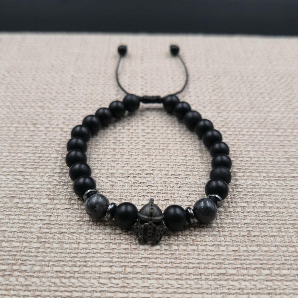7 Inch Spartan Helmet Beaded Armor of God Adjustable Bracelet B1099
